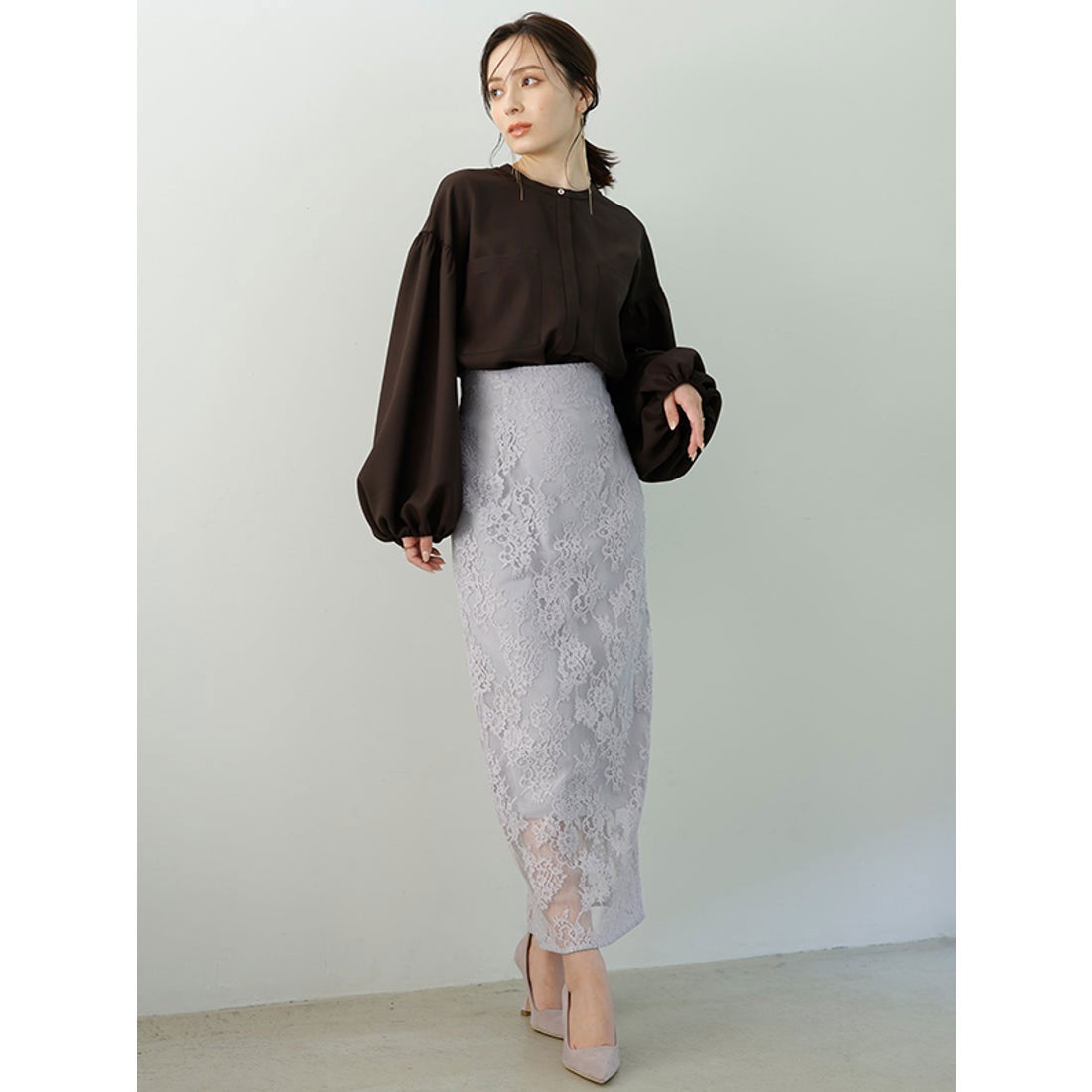 アニュアンス anuans シアーボリュームスリーブブラウス （IVORY