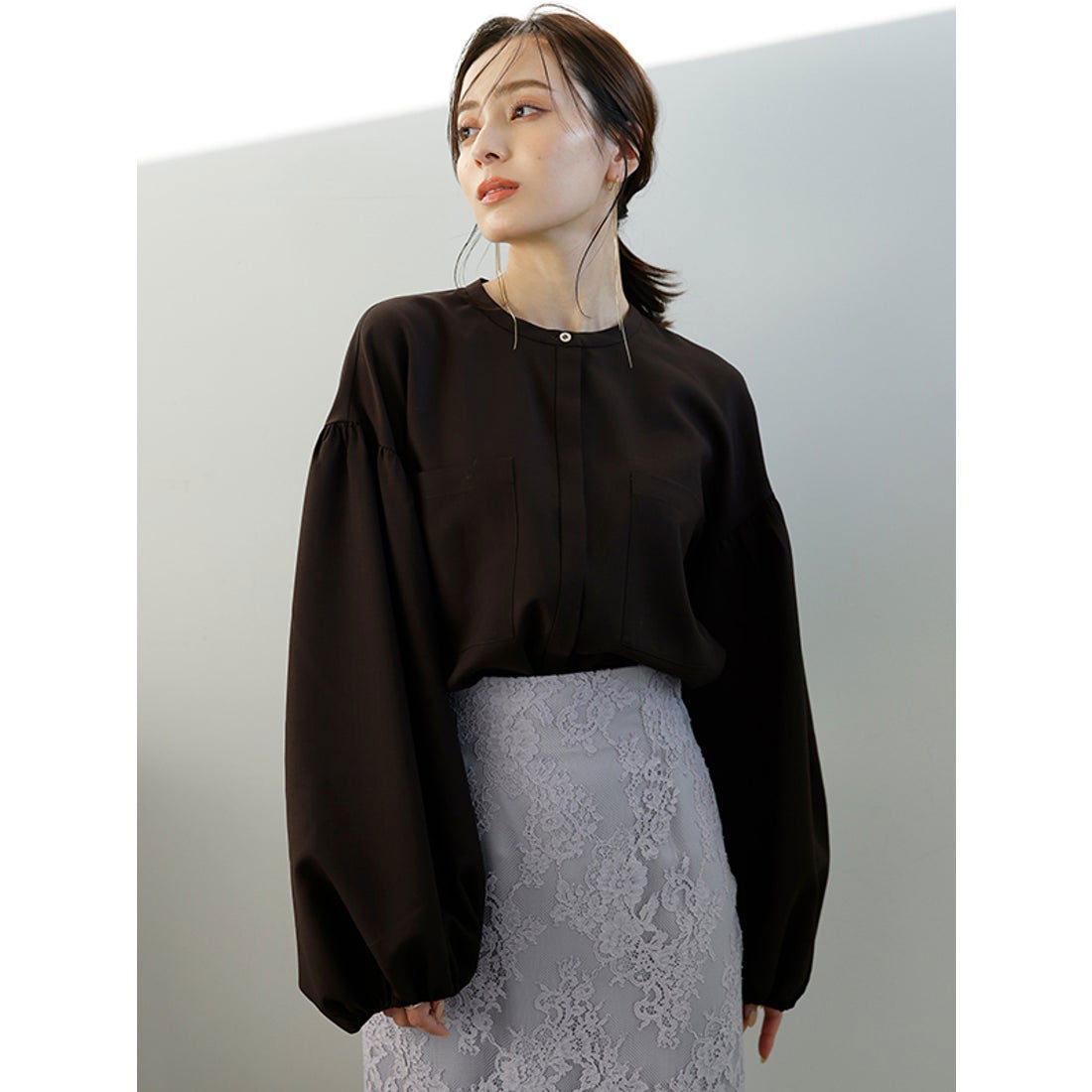 アニュアンス anuans シアーボリュームスリーブブラウス （IVORY