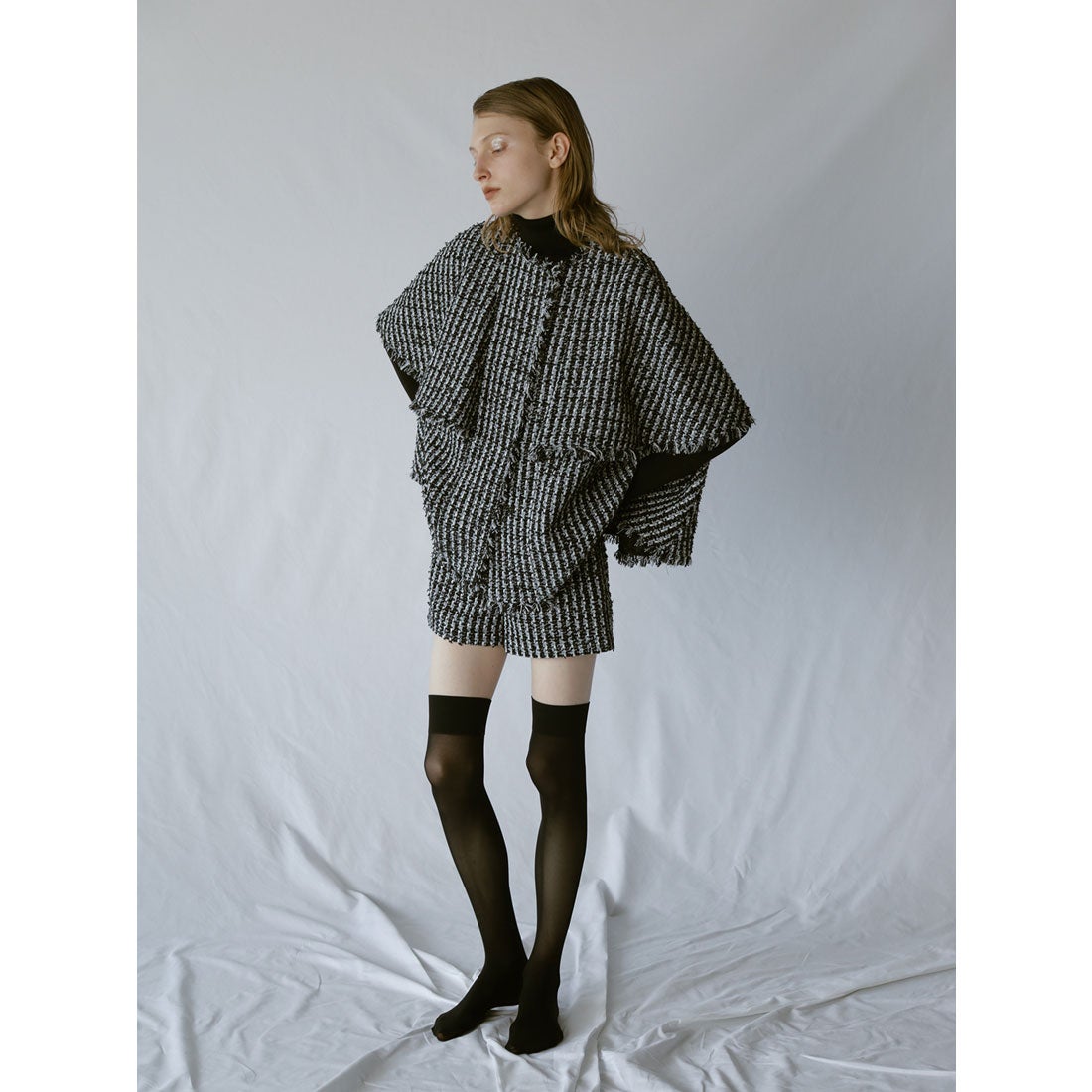 アニュアンス anuans ツイードケープジャケット （WHITE