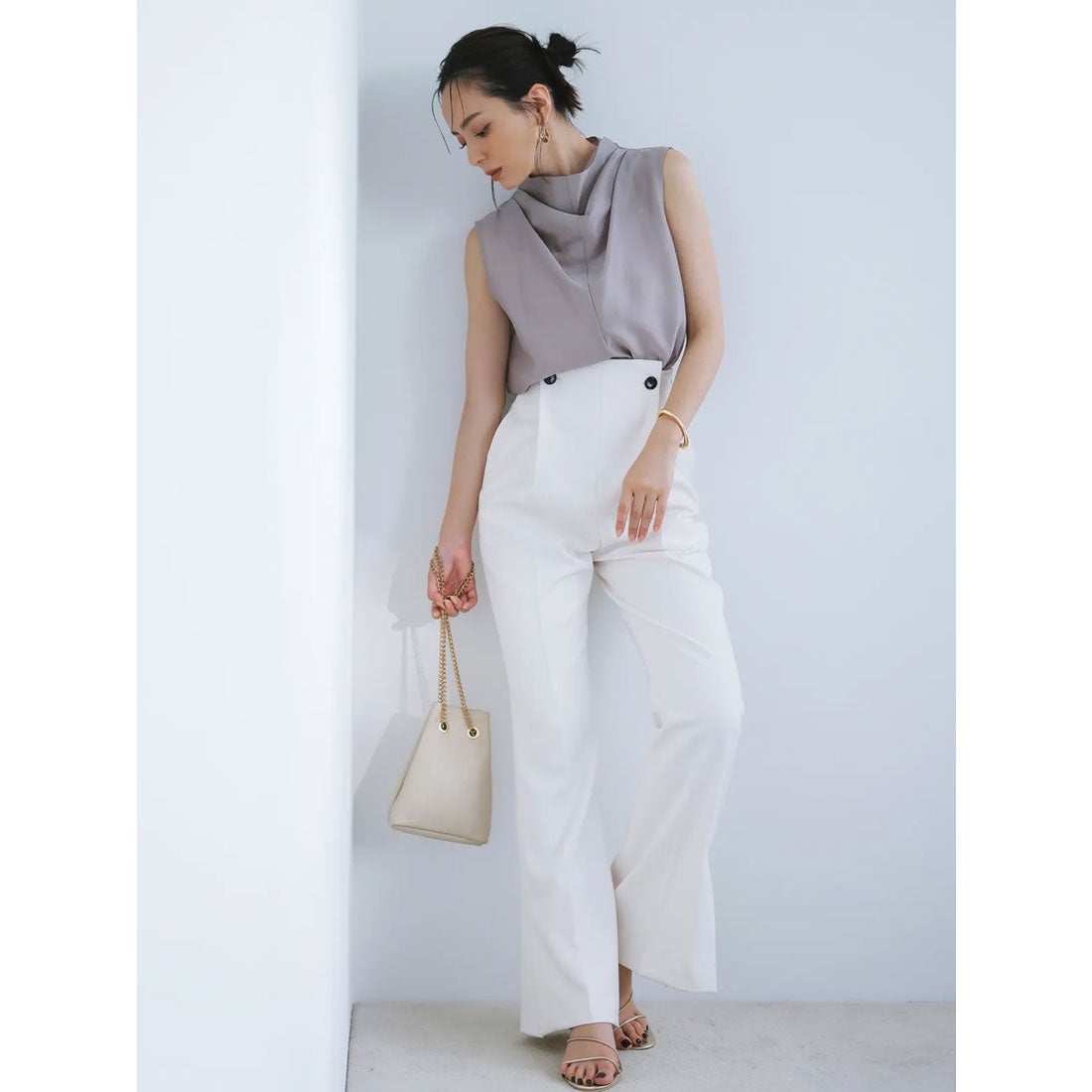 アニュアンス anuans ドレープネックシアーブラウス （BEIGE