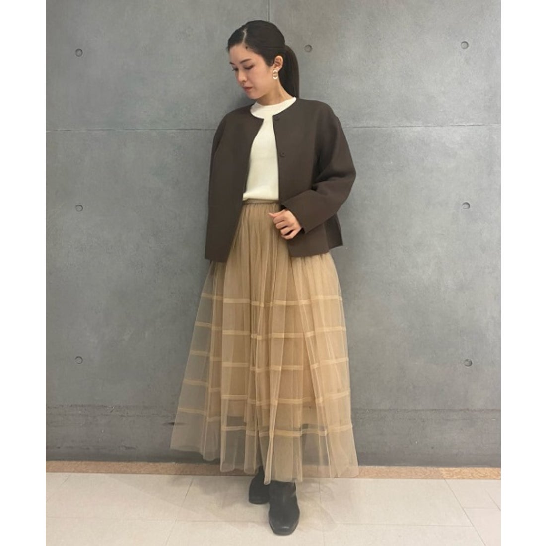 アドーア ADORE ライトリバーケープ付きノーカラージャケット