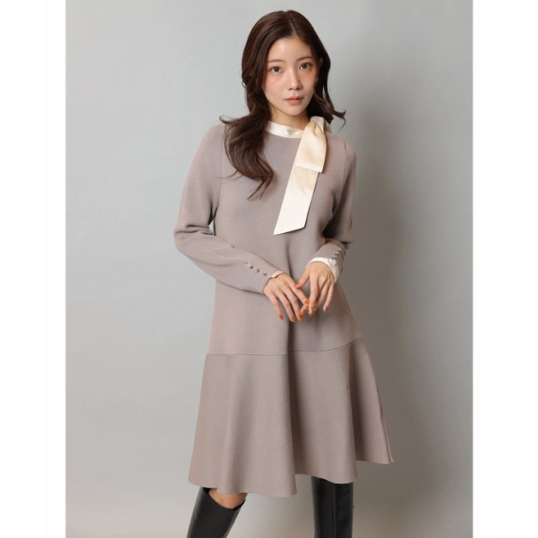 アプワイザー・リッシェ Apuweiser-riche ネックリボンミニニット