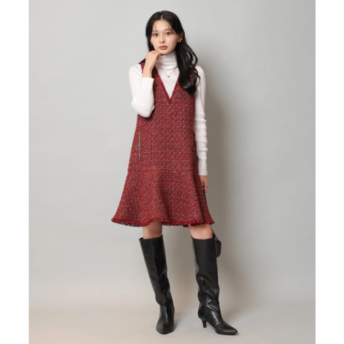 アプワイザー・リッシェ Apuweiser-riche キラキラツイードジャンスカ