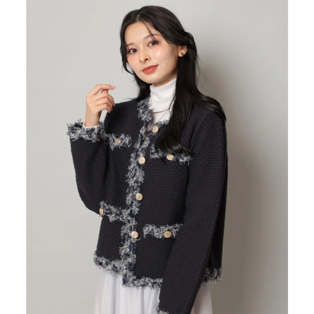 アプワイザー・リッシェ Apuweiser-riche MIXブレードニットジャケット