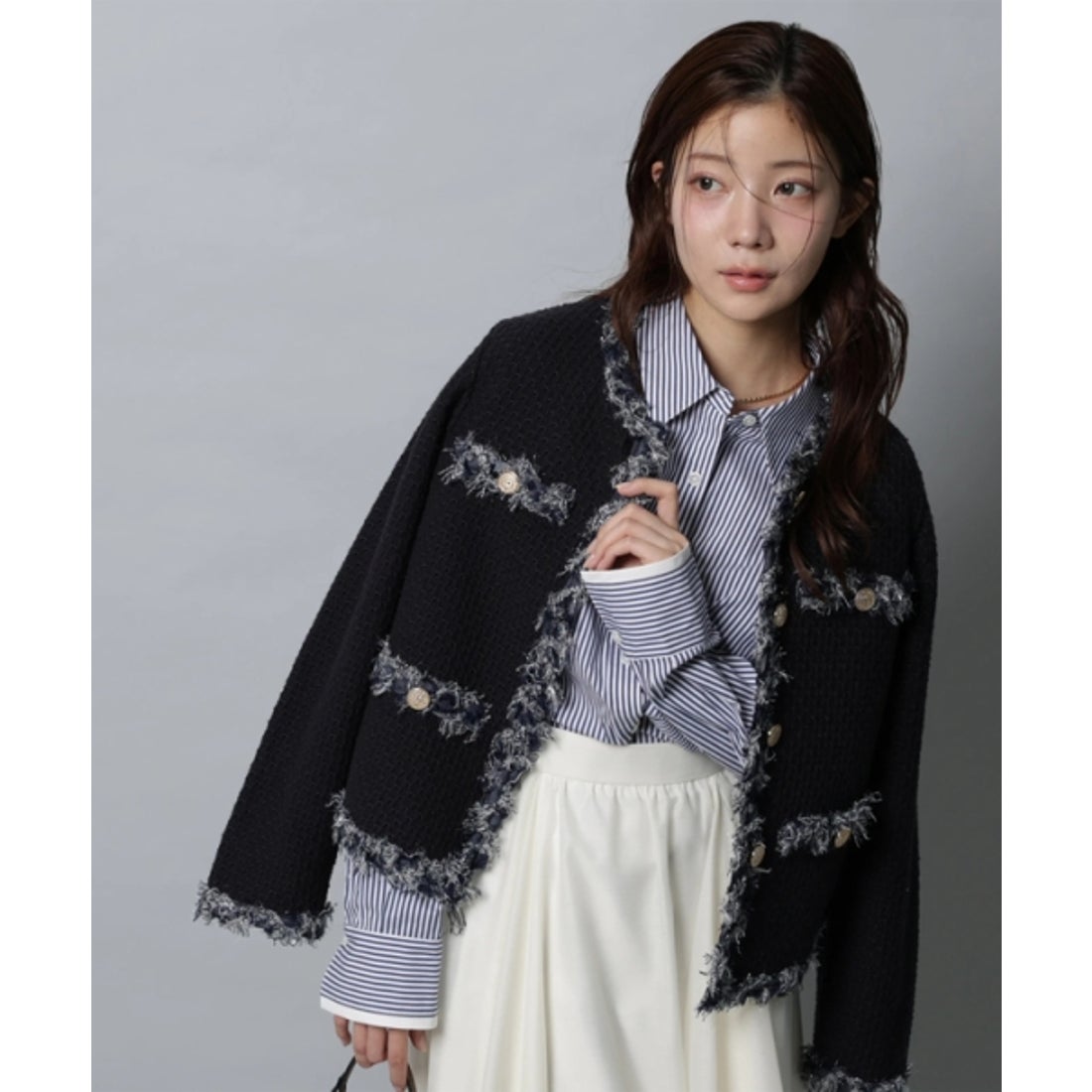 アプワイザー・リッシェ Apuweiser-riche MIXブレードニットジャケット