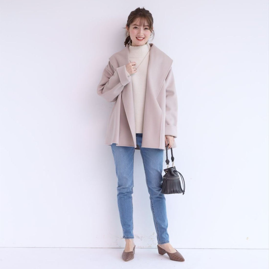 アプワイザーリッシェ Apuweiser-riche リバーショートコート （ピンク