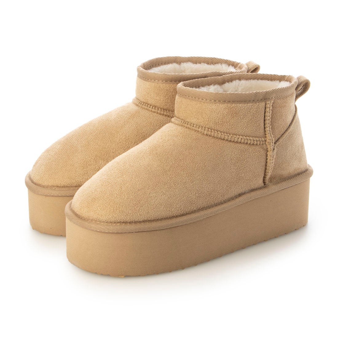 アタガール attagirl 厚底ムートンブーツ （ベージュスエード） -靴