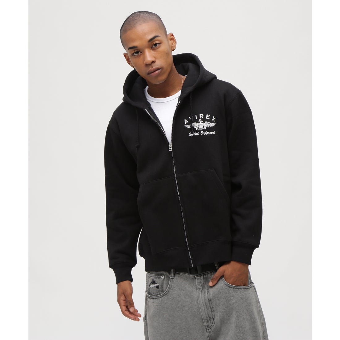 アヴィレックス AVIREX VARSITY LOGO SWEAT ZIP UP PARKA /バーシティ