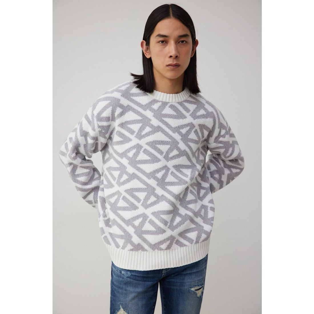 AZUL BY MOUSSY AZロゴ総柄ニット 柄BLK5 -ファッション通販 FASHION