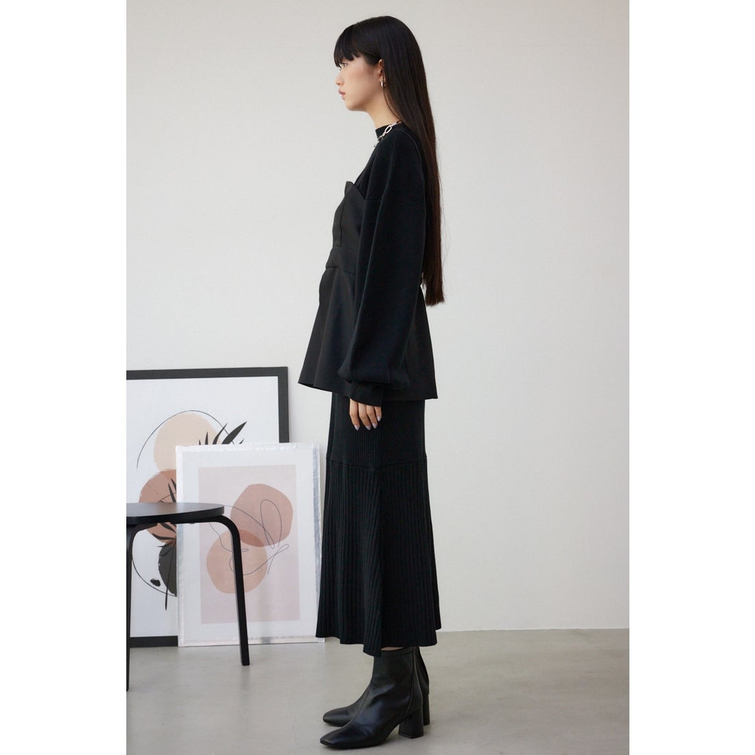AZUL BY MOUSSY ビスチェセットニットワンピース BLK -靴
