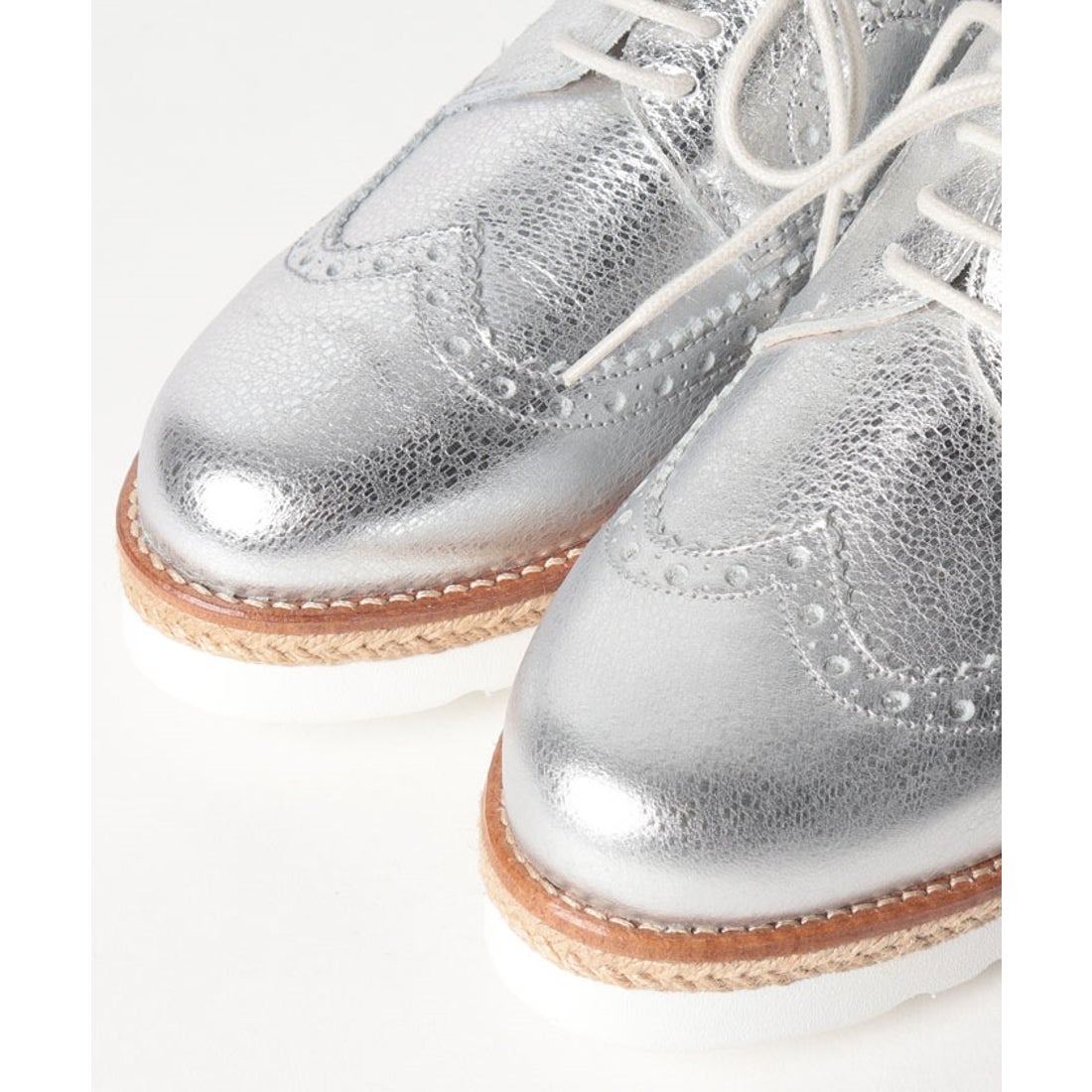 ボントレ BONTRE ジュート厚底レースアップシューズ （シルバー
