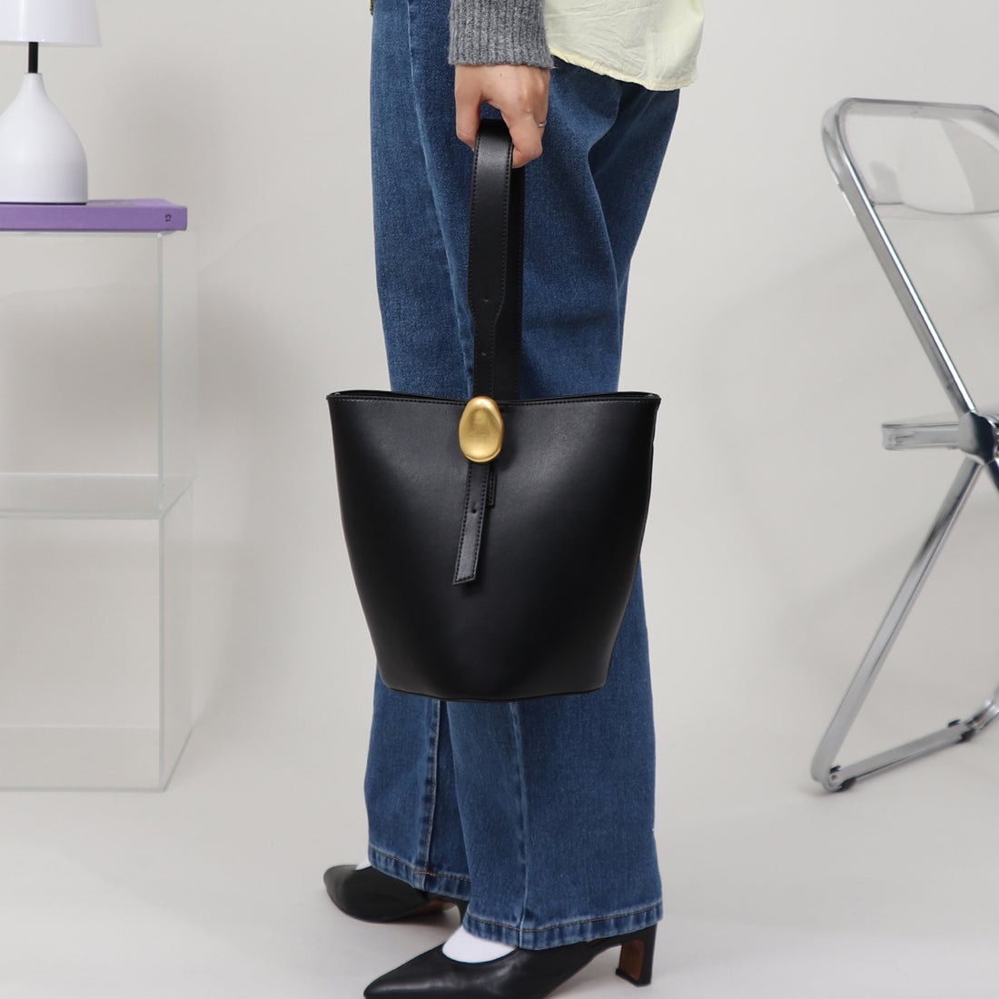 ベース BASE 【LA MARGE】【本革】2WAY ワンハンドル レザー バケツ