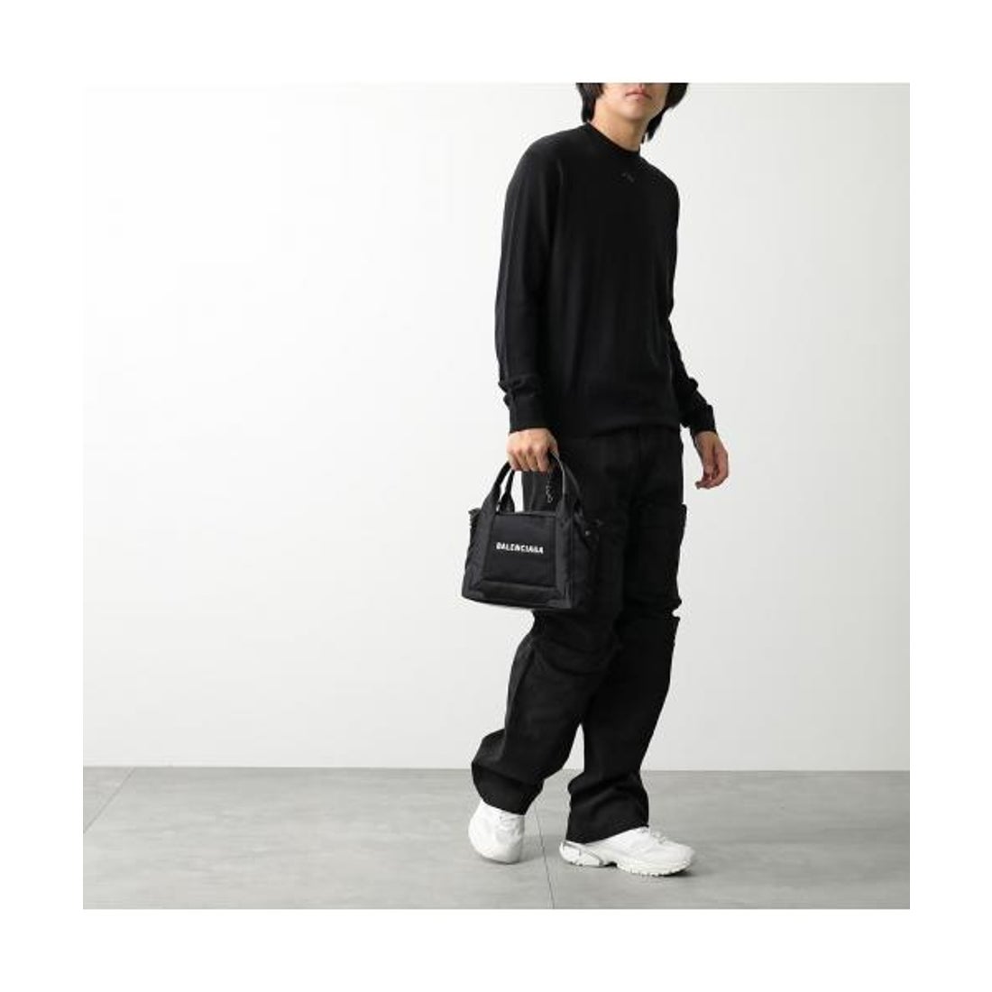 BALENCIAGA バレンシアガ ロゴ総柄 ミニトートバッグ ブラック