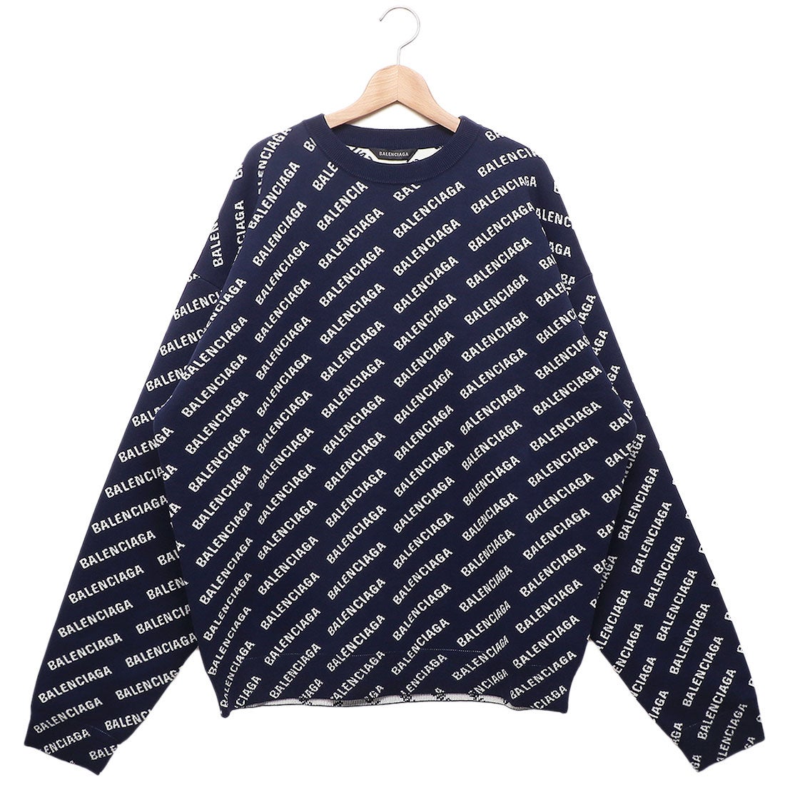 バレンシアガ BALENCIAGA ニット セーター ネイビー ホワイト メンズ