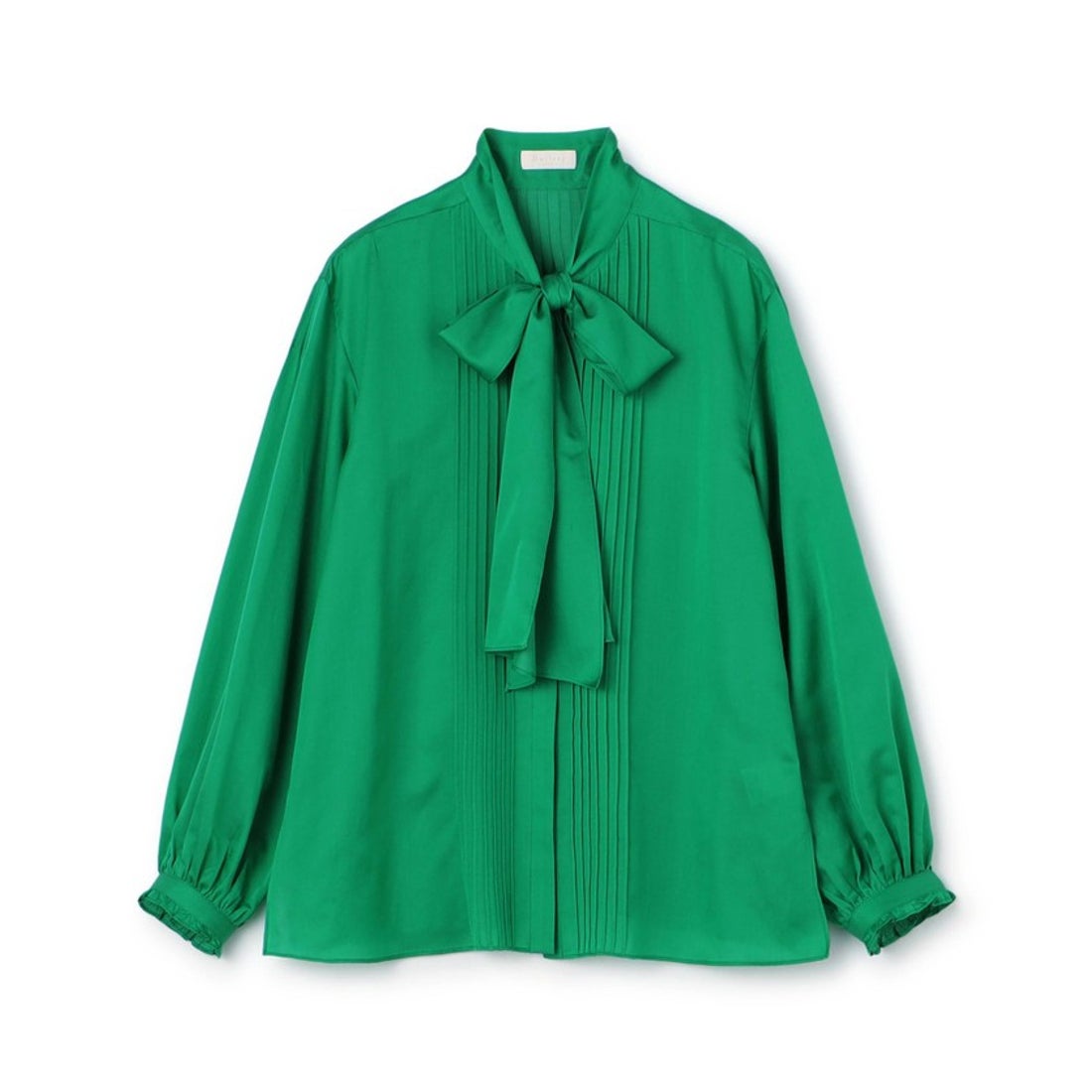 ボールジィ Ballsey コットンシルクサテン ピンタックボウタイブラウス