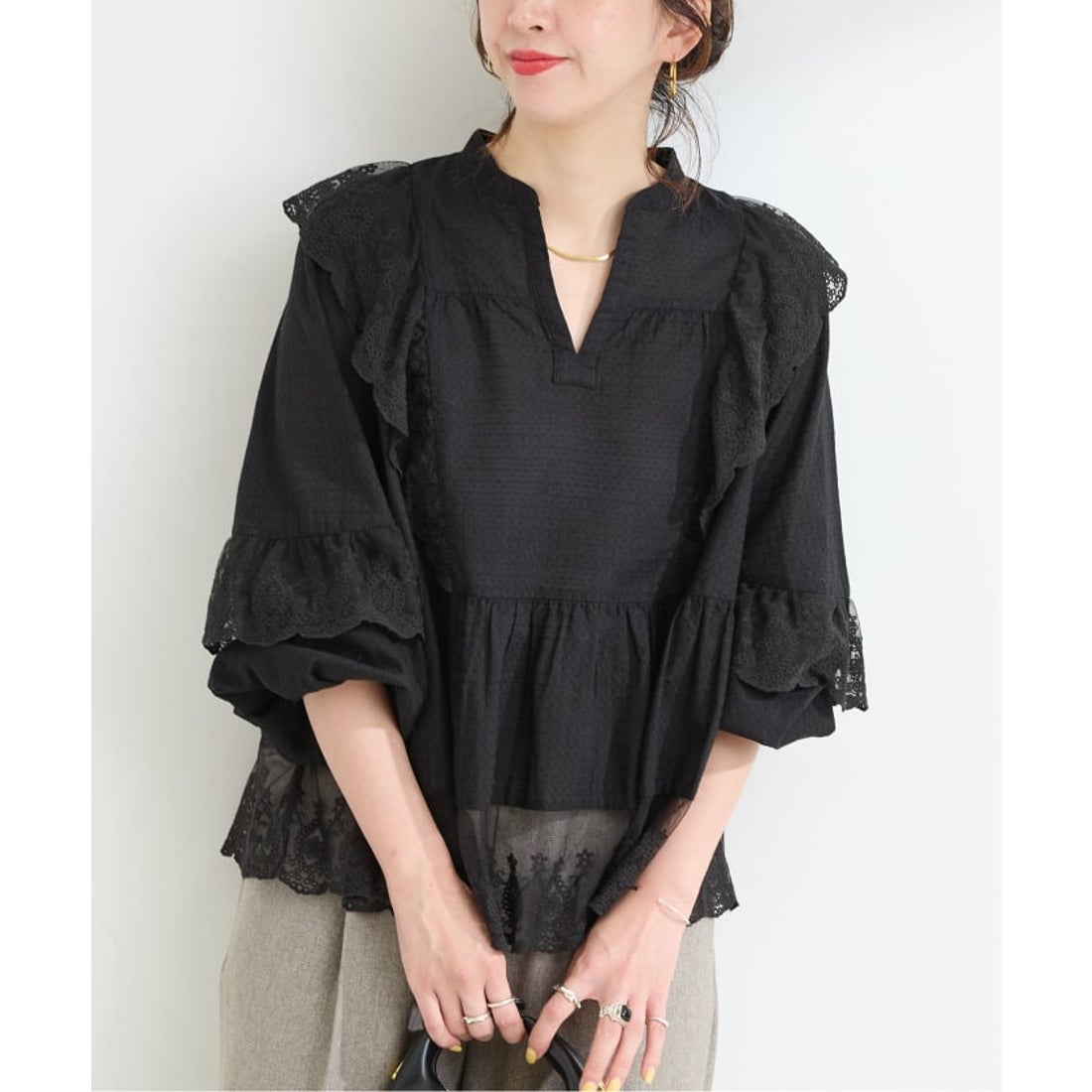 ベーセーストック B.C STOCK 手洗い可 / レースフリルブラウス