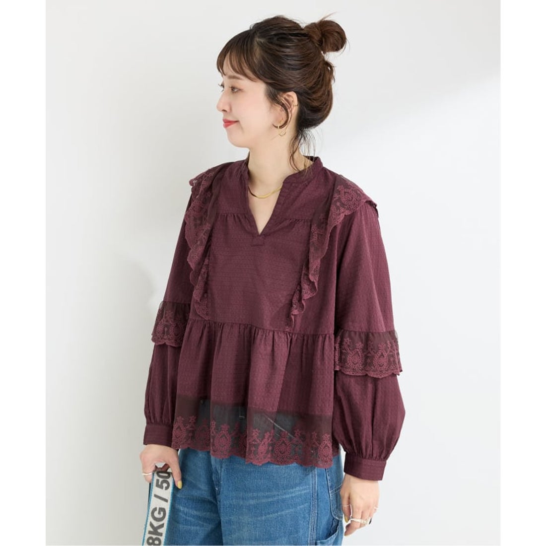 ベーセーストック B.C STOCK 手洗い可 / レースフリルブラウス