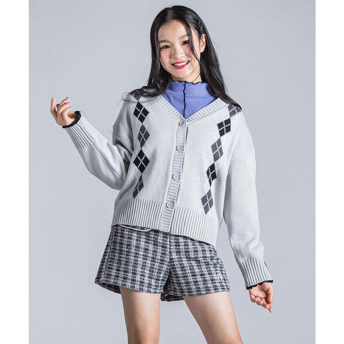ジディー ZIDDY アーガイルチェック柄カーディガン(130~160cm