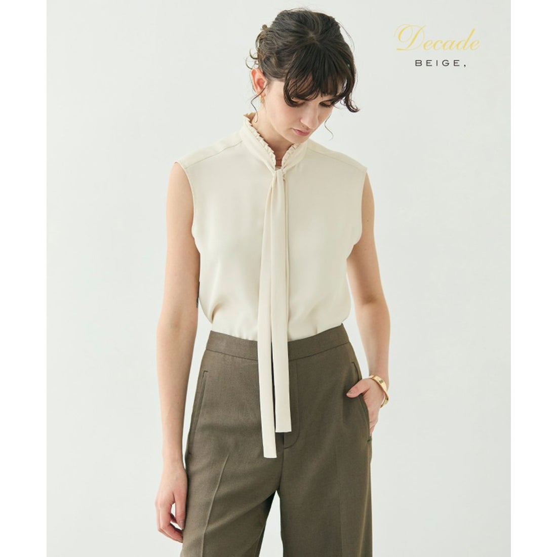 ベイジ, BEIGE, 【洗える】EVA / ボウタイブラウス （Sheer Orange