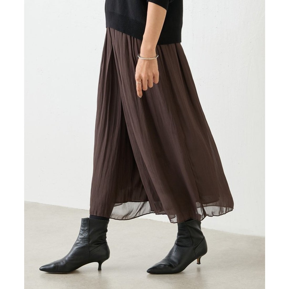 ビアズリー BEARDSLEY NEWシワシフォンギャザーパンツ （brown