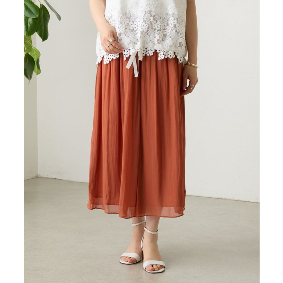 ビアズリー BEARDSLEY NEWシワシフォンギャザーパンツ （khaki