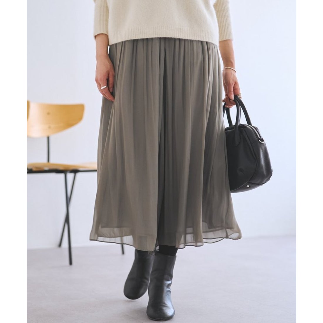 ビアズリー BEARDSLEY NEWシワシフォンギャザーパンツ （khaki