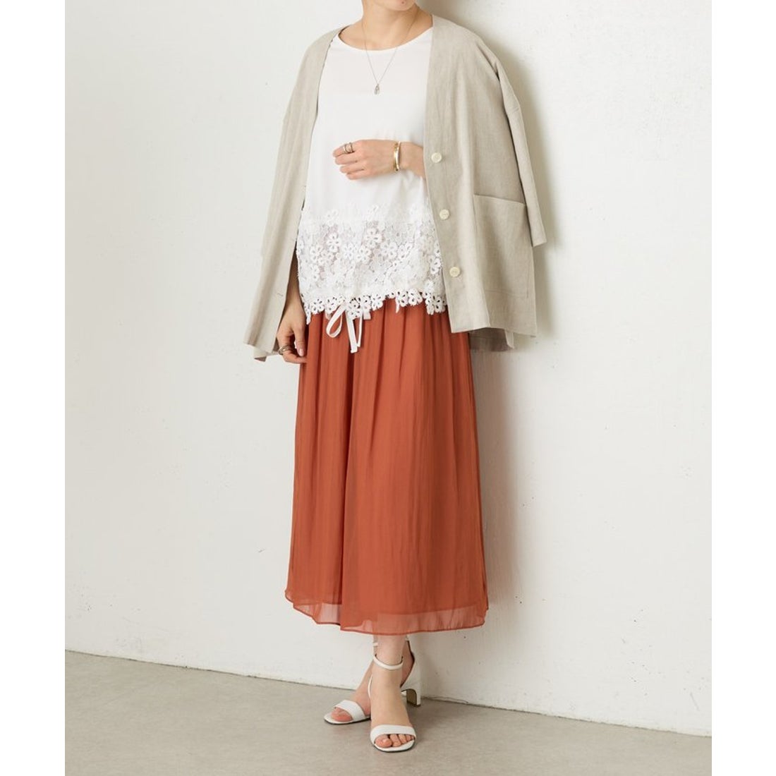 ビアズリー BEARDSLEY NEWシワシフォンギャザーパンツ （khaki