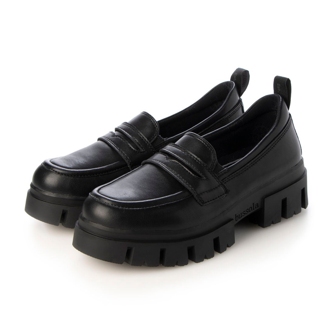 ブソラ bussola 撥水厚底デザインソールローファー （ブラック