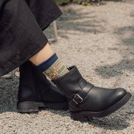 ブソラ bussola 晴雨兼用ベルト付きレザーショートブーツ （ブラック