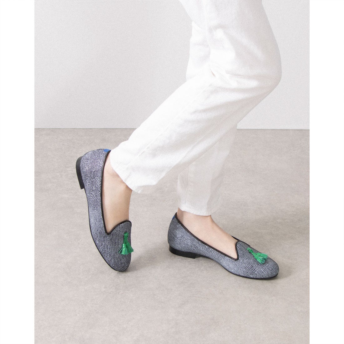 シャテル ポインテッドトウフラットシューズ グリーン サイズ37