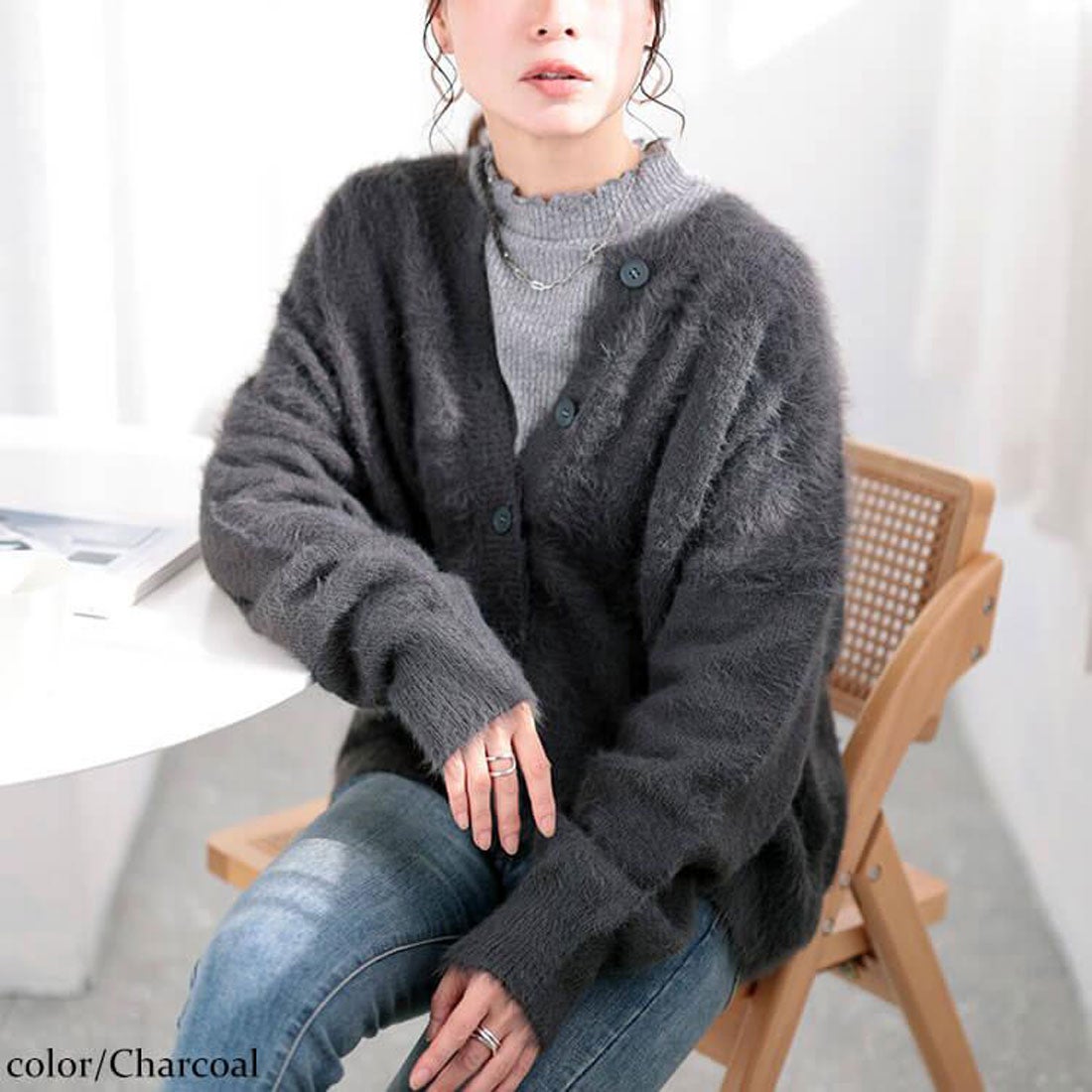 ゴールドジャパン GOLDJAPAN シャギーニットクロップドカーディガン