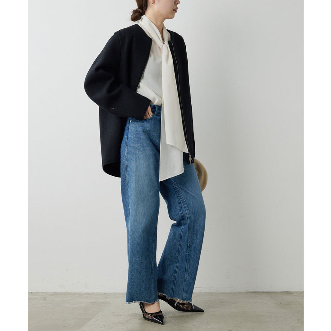 ガリャルダガランテ GALLARDAGALANTE ノーカラーミドルコート （black