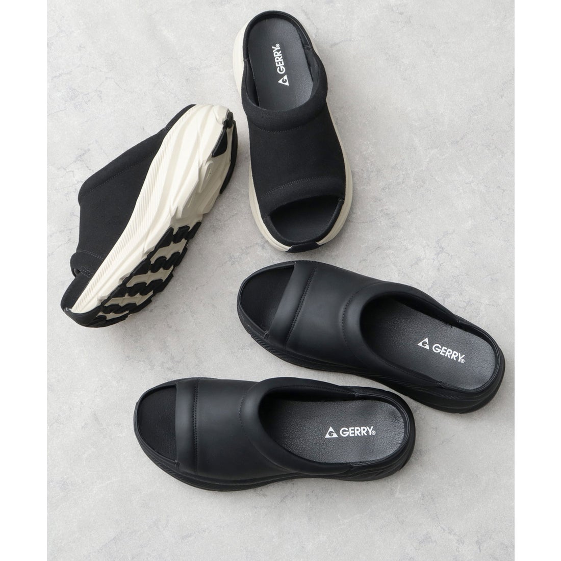 ジェリー GERRY サンダル メンズ 厚底 黒 ブラック スライドサンダル