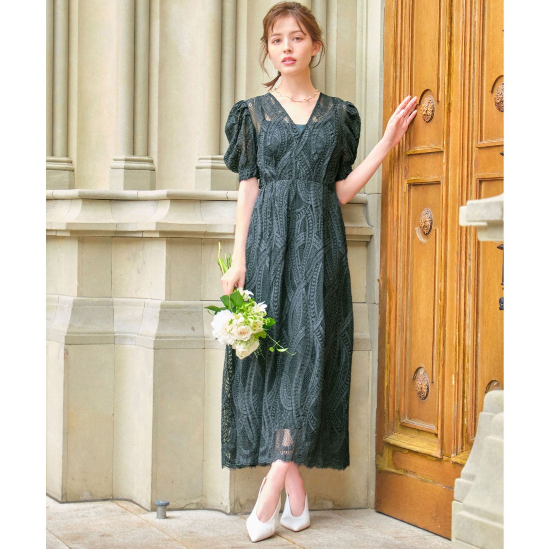 ガール GIRL 【2WAY 着回しを楽しめる】総レースIライン ロング 結婚式