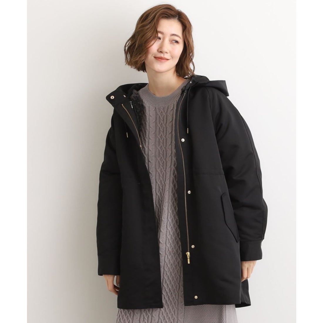 グローブ grove ボアライナー付き3WAYモッズコート （グレージュ(050