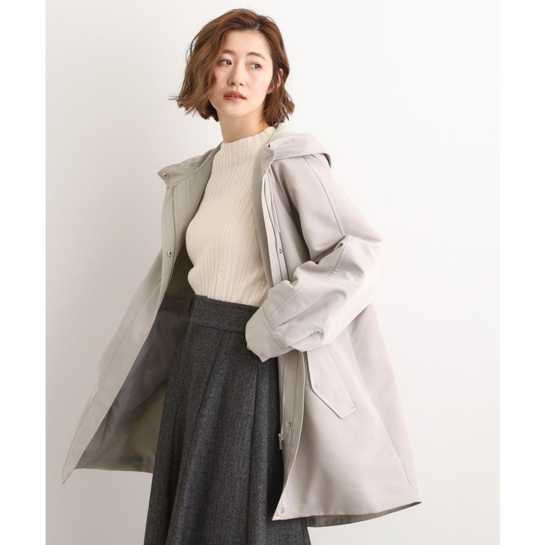 グローブ grove ボアライナー付き3WAYモッズコート （グレージュ(050