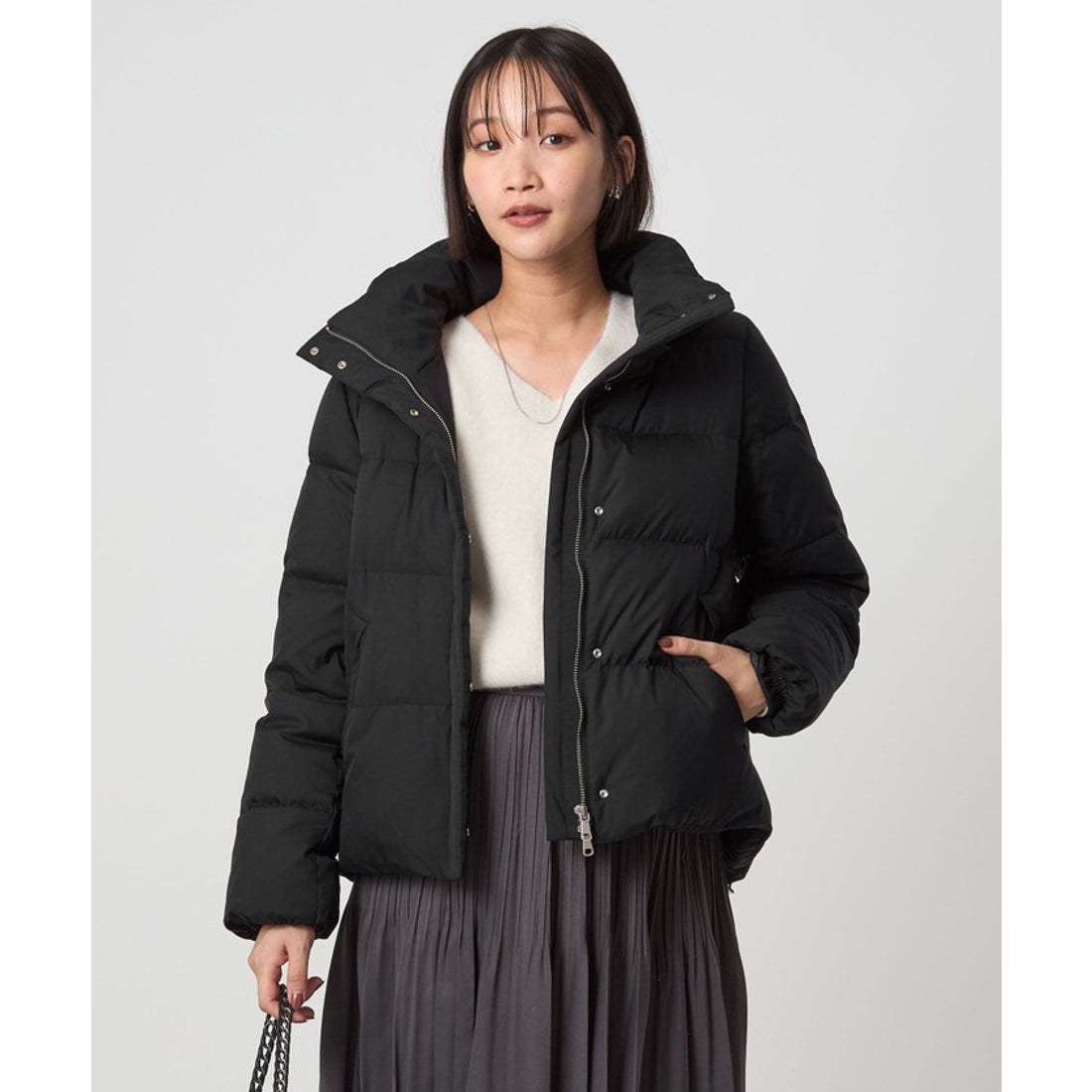 UNITED ARROWS green label relaxing フード ショート ダウン （BLACK