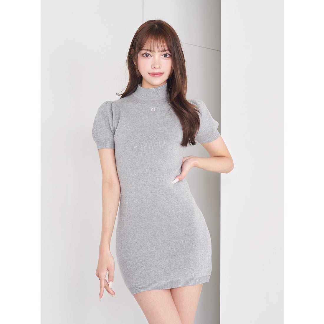 ダーリッチ Darich DDロゴタイトニットミニワンピース （グレー） -靴