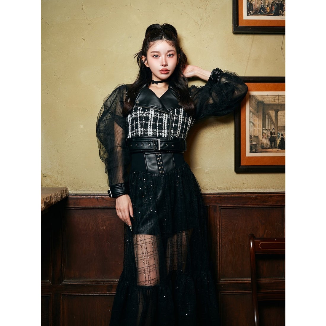 ダーリッチ Darich メッシュデザインライダースジャケット （ミックス