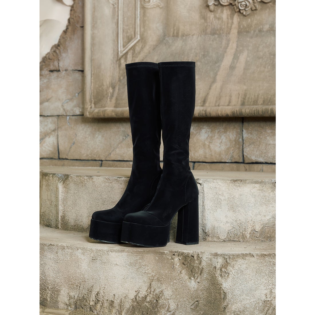 ダーリッチ Darich ウルトラストレッチロングブーツ （ブラック） -靴