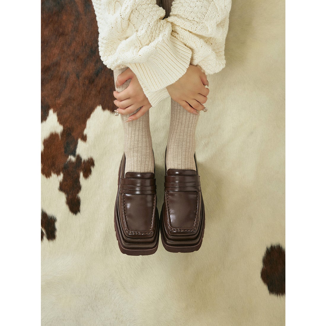 ダーリッチ Darich プラットフォームローファー （ブラウン） -靴