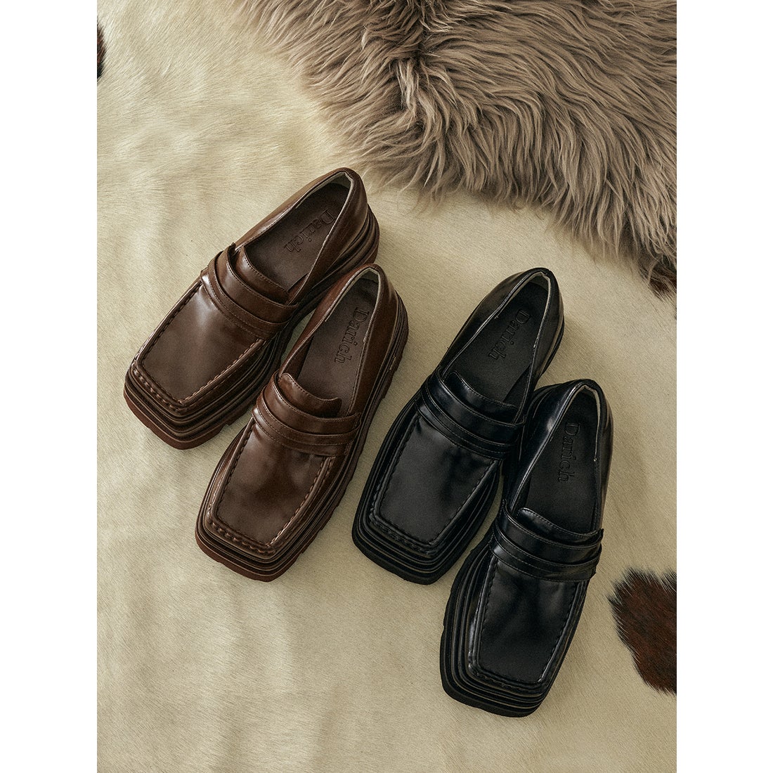 ダーリッチ Darich プラットフォームローファー （ブラック