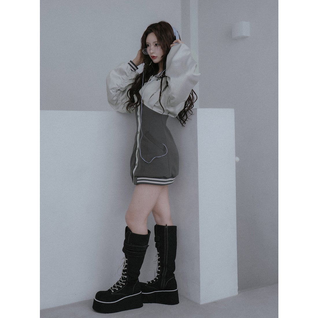 ダーリッチ Darich ドルマンスリムスカジャンミニワンピース （ピンク