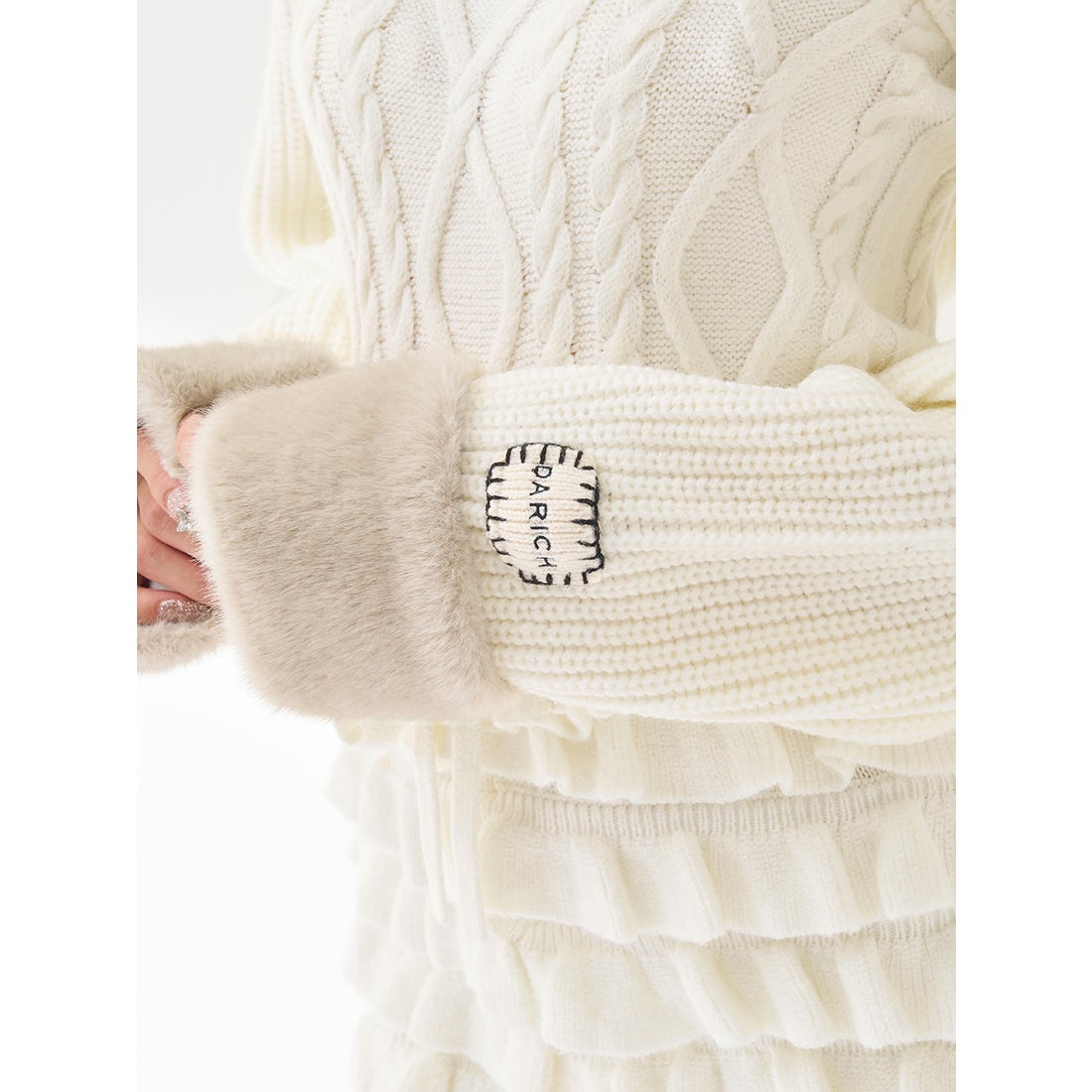 ダーリッチ Darich フリルニットコンビネゾン （グレー） -靴