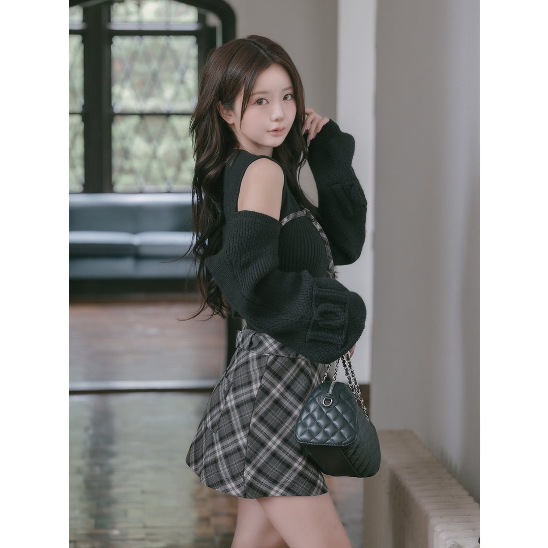 ダーリッチ Darich ドッキングミドルウエストニットミニワンピース