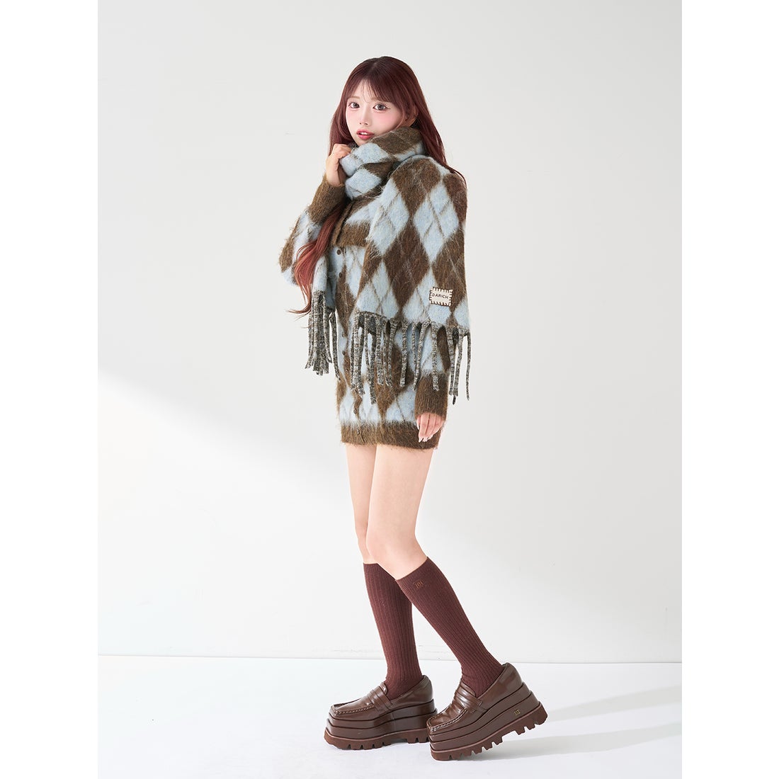 ダーリッチ Darich アーガイルニットアンサンブル （サックス