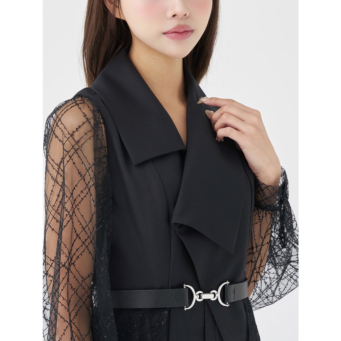 ダーリッチ Darich スパンコールシアー2Wayワンピース （ブラック