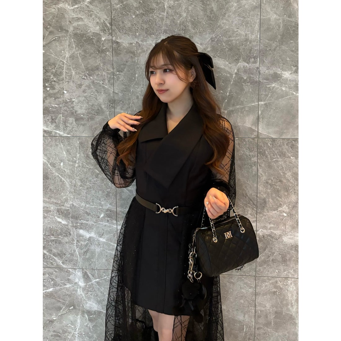 ダーリッチ Darich スパンコールシアー2Wayワンピース （ブラック