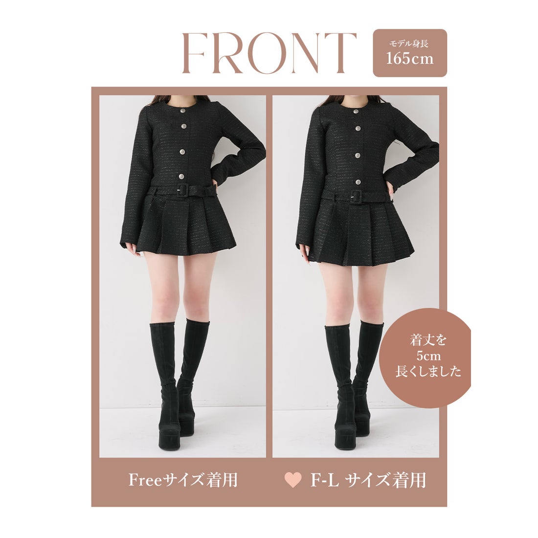 ダーリッチ Darich ボックスプリーツツイードミニワンピース （ピンク