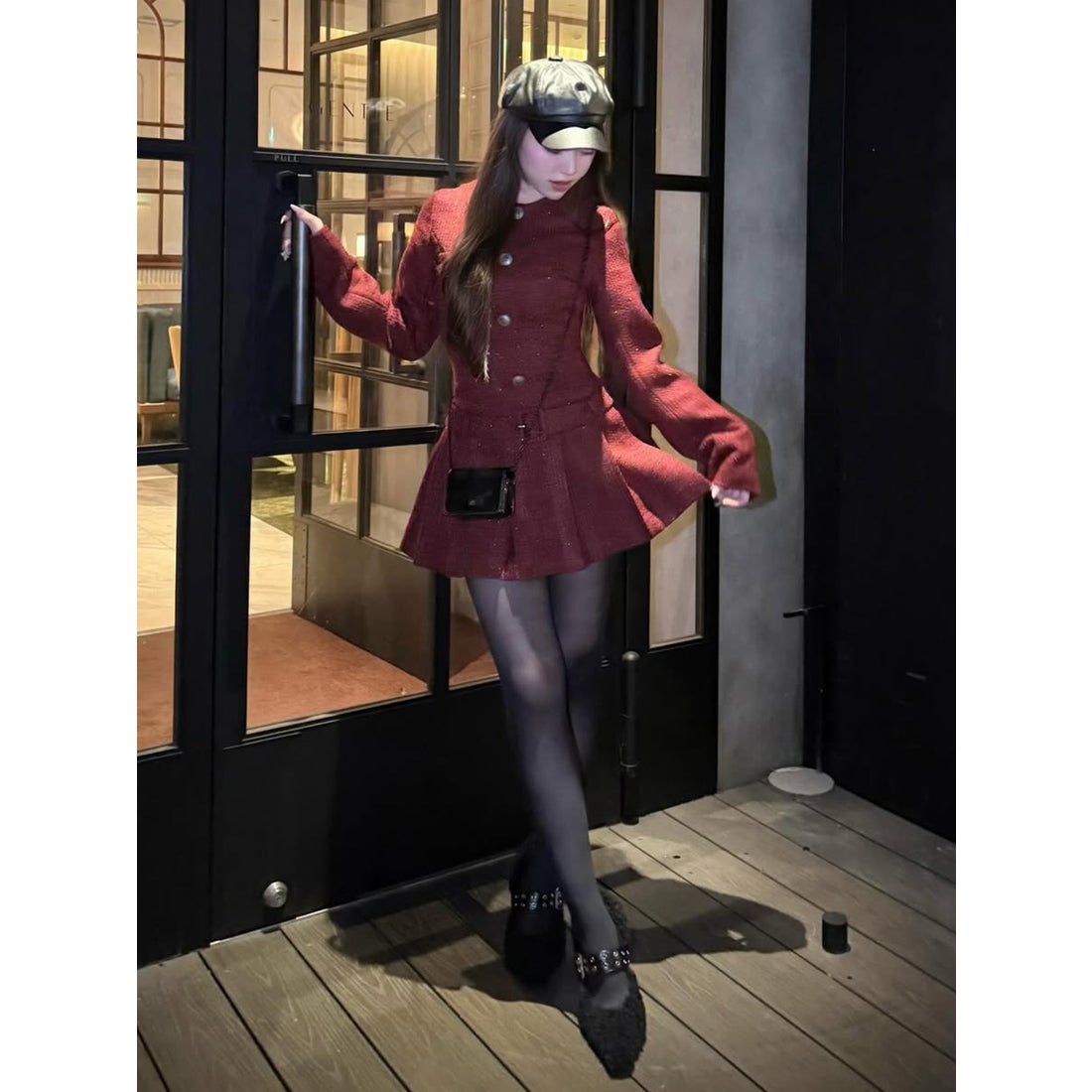 ダーリッチ Darich ボックスプリーツツイードミニワンピース